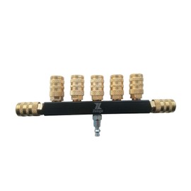Zeluga 22-430 7-Way Industrial Style Bar Air Manifold with Brass 7 Coupler