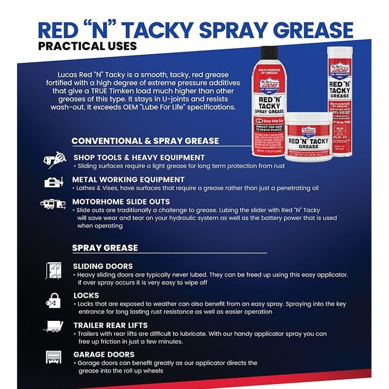Lucas Oil 10005 Red N Tacky Grease - 14 Ounce
