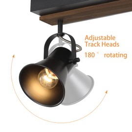 SEEBLEN 4-Light Kitchen Light Fixtures - Adjustable Ceiling/Wall Mount Spotlight, Industrial Black Track Lighting for Living Room, Dining Room, Hallway, Bathroom