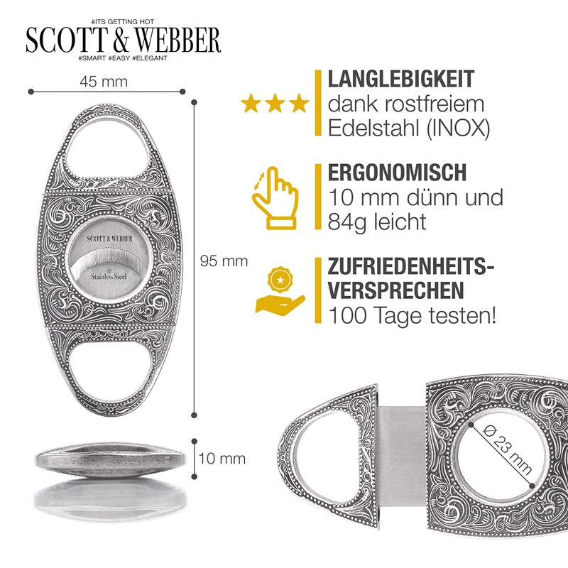 Scott & Webber® - Cigar cutter with double blade made