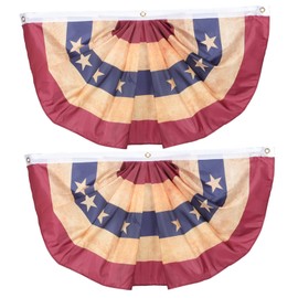 MERRYHAPY 2pcs American Independence Day Flag Bunting Banners Pleated for Outdoor Indoor Celebrations Show Your Patriotic Spirit at Memorial Day Events