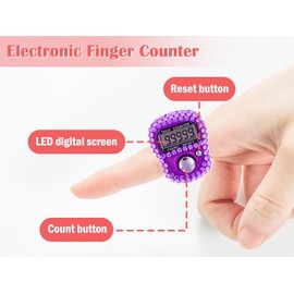 Hitopin 8 x Finger Tally Counter, Electronic Finger Counter, Finger Counter Clicker Row Counter, 5 Digit Mini Hand Counter, Lap Track Handheld Counter, for Inventory, Sports, Marketing, Golf (Purple,