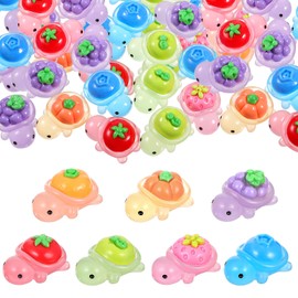 Sibba 38 PCS Mini Obst Schildkröte Harz Tiere Figuren Miniatur Leuchtende Winzige Schildkröten Tiere Bunt Kleine Tierfiguren Süße Meerestier Figuren für DIY Micro Landschafts Fischbecken Gartendeko