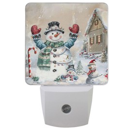 Vdsrup Winter Snowman Night Light Set of 2 Snowflake Plug-in LED Nightlights Auto Dusk-to-Dawn Sensor Lamp for Adults in Bedroom Bathroom Kitchen Hallway Stairs
