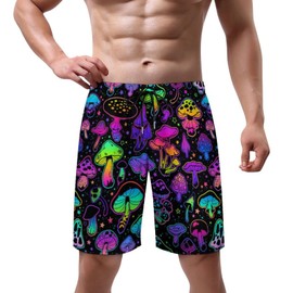Joyidec Mens Swim Trunks Quick Dry Swim Beach Shorts with Mesh Lining Pockets, Magic Mushroom, Medium