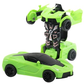 Transforming Robot Car Toy,Friction Powered Car Robot Toy Push And Go Vehicle Toy Transform Robot Sports Car 2 In 1 Racing Car Model For Kids Toddlers Boys Girls Birthday Gifts (Green)