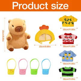 Mineup Capybara Plush Toy, 23 cm Cute Capybara Cuddly Toy, Capybara Plushie Dolls with Clothes Bag Hat, Cute Capybara Plushie, Simulation Animal Capybara Dolls for Birthday Gift