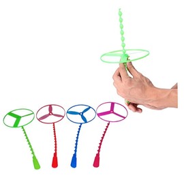 EQLEF 10PCS Twisty Pull String Flying Saucers Spinning Flying Disc Helicopters Toy Educational Toys for Children-Style random, color random