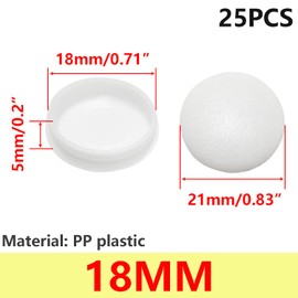 Qrity Pack of 25 White Blanking Plugs, Hole Plugs, Plastic, Cover Caps for Furniture, Drill Hole Cover Caps, Drill Hole Caps, 18 mm