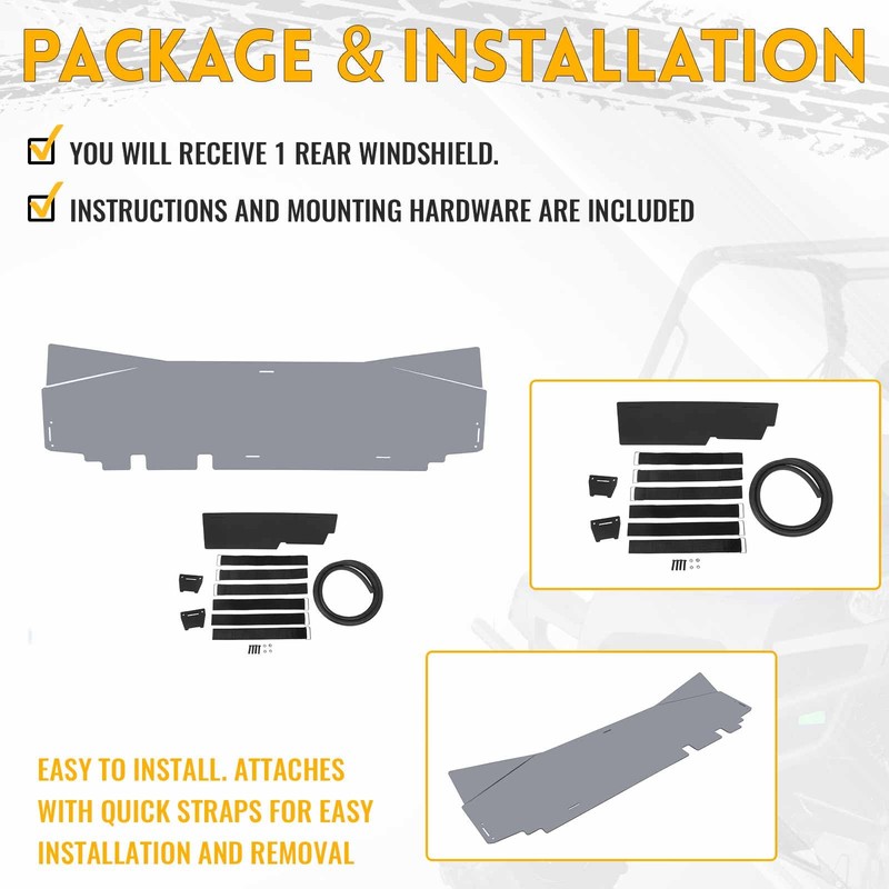 KUAFU Tinted Rear Windshield Compatible with 2017+ Can Am Maverick