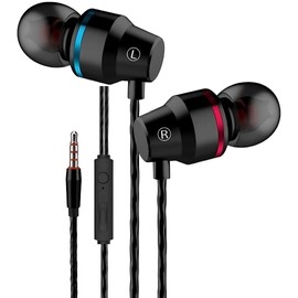 In-Ear 3.5mm Wired Headphones, Noise Isolating Earphones, Deep Bass Stereo Earbuds with Microphone Volume Control Tangle Free Cord Compatible with Interface Devices & All Other 3.5mm Android Devices.