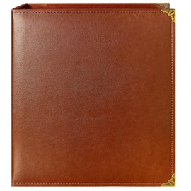 Beautyus Vintage Leather 3 Ring Binder, 2 Inch D Ring, Holds 8.5" x 11" Paper Letter Size, Brass Corner Protectors, Faux Leather Cover, Professional Office & School Binder (1 Pack, Coffee, 2 Inch)