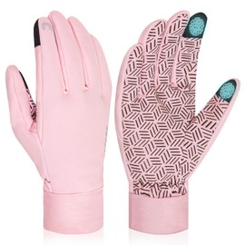 RIGWARL 32F°- 65F° Upgraded Gloves for Cold Weather Waterproof, Winter Gloves for Men Women with Touch Screen, Drving Gloves for Runing Hiking Walking Skiing Snow, 112 Pink, X-Small