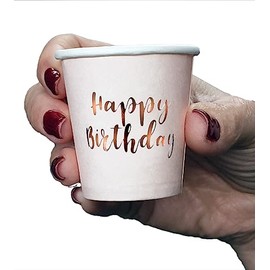 Alandra Party HAPPYRG 10 Pack Rose Gold Happy Birthday Drinking Shot Sized Cups, One Colour