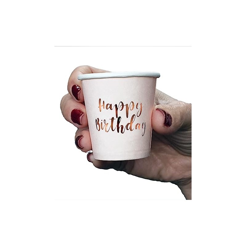 Alandra Party HAPPYRG 10 Pack Rose Gold Happy Birthday Drinking
