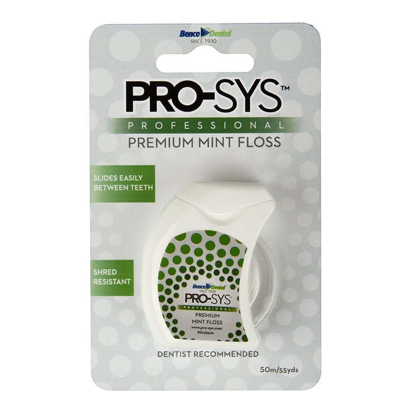 PRO-SYS® Premium Mint Dental Floss, Shred-Resistant, Removes Plaque & Food,