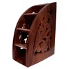 Purpledip Carved Wooden Remote Control Holder Organizer With 5 Slots