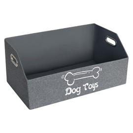 ORGMASTER Dog Toy Box, Dog Toy Basket, Puppy Toys Storage Organizer Foldable Fabric Baskets Bin Pet Supplies Holder Container with Handles for Organizing Dogs Chew Toys Blankets Leashes, Deep Gray