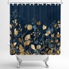 LeAquaNook Navy Blue Shower Curtain Dark Blue and Gold Leaf