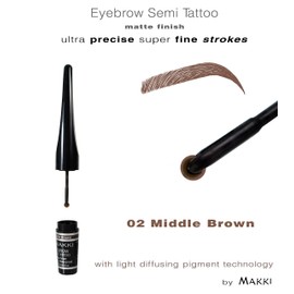 Medium brown Makki Eye Brow Semi Tattoo Mat Natural Surface and Waterproof for Ultra Fine Eyebrow Strokes Light Diffusion Pigment Nano Disc
