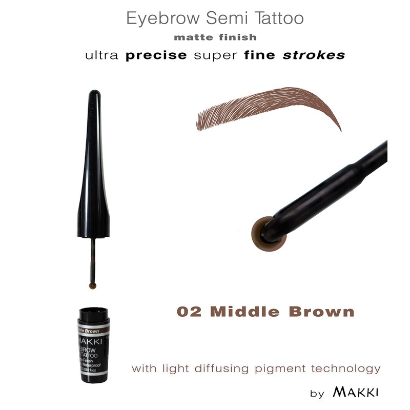 Medium brown Makki Eye Brow Semi Tattoo Mat Natural Surface