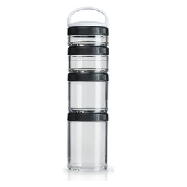 BlenderBottle GoStak Twist n' Lock Storage Jars, 4-Piece Starter Pak, Black