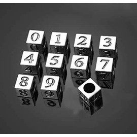 Honbay® 30PCS Metal Number 0-9 Coin Spacer Beads 7x7mm Hole: 4.8mm