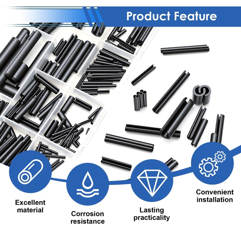Seept 230Pcs Roll Pin Set SAE 1/16 5/64 3/32 1/8