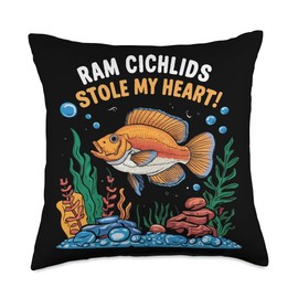 Ram Cichlid Fish Lover Freshwater Aquarium Fish Aquarist Throw Pillow