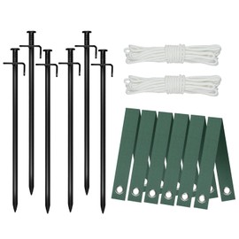 Heavy Duty Steel Tree Support Kit, Tree Stake Kit for Newly Planted Trees Against Bad Weather, Include 6 PCS Tree Straps for Staking, 6 PCS Tree Stakes and 2 PCS Rope of 31.2 FT for Anchoring (2)