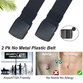 WYuZe 2 Pack Black Nylon Belt Men Military Web Belt 1.5" Tactical Webbing Belt Waist-below 42"