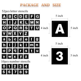 Eage 4 Inch Letter Stencils for Painting, 62 Pcs Reusable Plastic Letter Number Stencils, Interlocking Template Kit for Painting on Wood, Wall, Fabric, Rock, Chalkboard, Signage