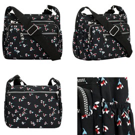 YYW Womens Multi Pocket Casual Cross Body Bag Travel Bag Messenger Handbag for Shopping Hiking Daily Use (Red)