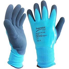 5 Pairs Blue Aqua Waterproof Fully Latex Coated Nylon Safety Work Gloves (Medium)