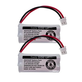 NEAFAZA BT162342/BT262342 Cordless Phone Battery 2.4v 600Mah Ni-Mh BT183342/BT283342 BT166342/BT266342 CS6114 CS6419 CS6719 CL80111 EL52300 Telephone Battery Pack (2 Pack)