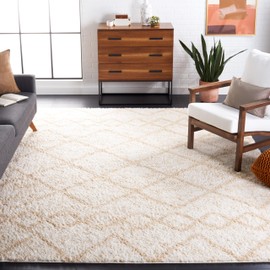 SAFAVIEH Berber Shag Collection Area Rug - 9' x 12', Ivory & Beige, Rustic Boho Design, Non-Shedding & Easy Care, 1.25-inch Thick Ideal for High Traffic Areas in Living Room, Bedroom (BER572A)