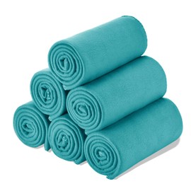 Fleece Throw Blanket Bulk Fleece Blankets Solid Lightweight Warm Soft Cozy Pet-Friendly for Home Bed Sofa Couch Dorm Office Wedding Gifts Travel Airplane Seasons (Petrol Blue, Pack of 6-50x60 Inches)