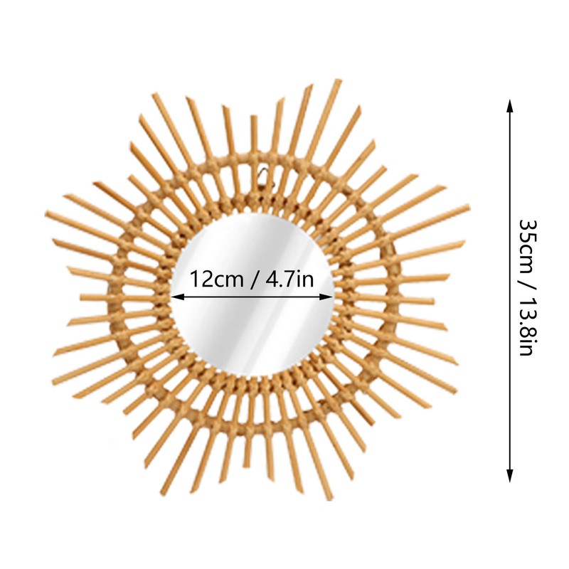 Wall Decor Rattan Mirror Star Shape Unique Simple Handwoven Mirror