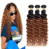 Ombre Deep Wave Brazilian Remy Hair Bundles 24 26 28