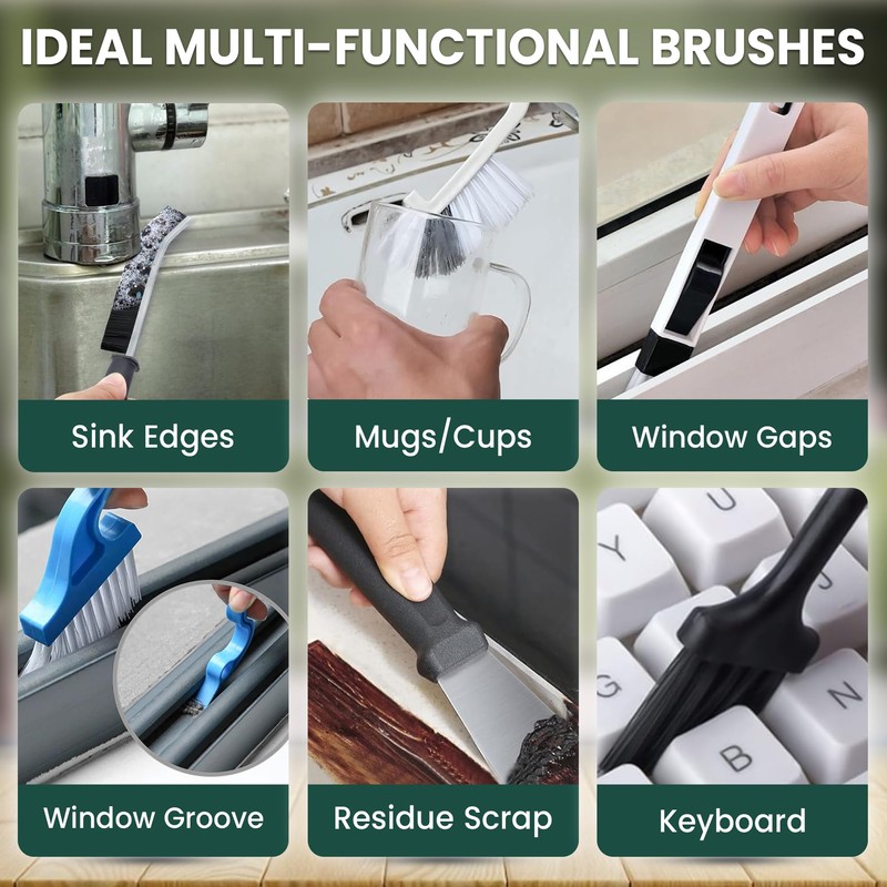 14 Pcs Crevice Cleaning Brush Set – Hard Bristle Cleaning