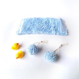Miniature Bathroom Decor Set, Dollhouse Miniatures Bath Ball, Towel, & Yellow Duck, 1/12 Scale Accessories (Blue)