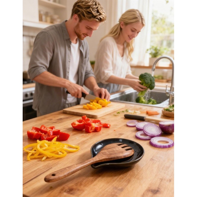 Pyrilo Ceramic Spoon Rest ，6 Inch Spoon Holder for Stove,