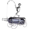 BRUBAKER Wine Bottle Holder 'Fisherman Catching Fish' - Metal Sculpture