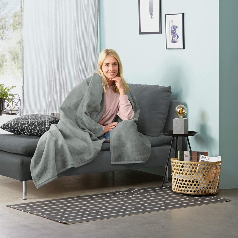 Erwin Müller Trieste Blankets Pack of 2 Cotton Blend Silver