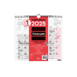 Finocam - Neutral Wall Calendar to Write 2025 Month View January 2025 - December 2025 (12 months) Spanish