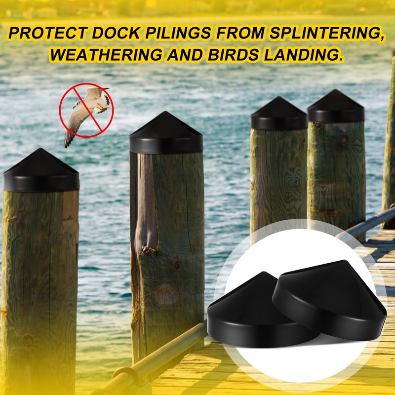 Landical 4 Pcs Marine Dock Piling Cap Piling Cone 9