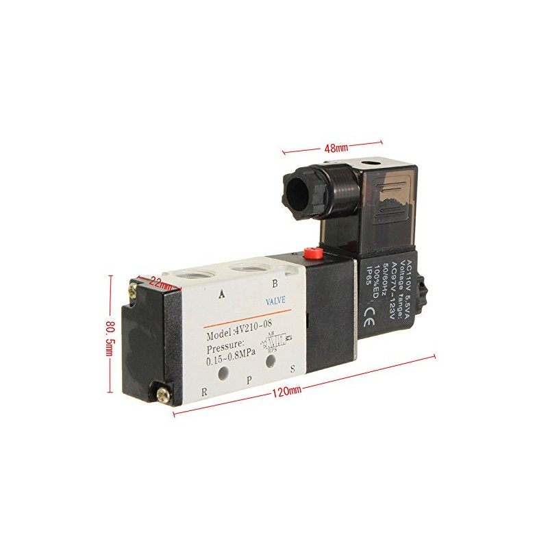MASUNN 4V210-08 Ac 110V 5 Way 2 Position 1/4 Inch