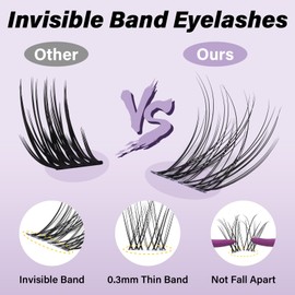 B&Q Flora Lash Clusters Kit 8-18mm Natural Eyelashes Invisible Band 120pcs Manga Lashes Individual with Bond & Seal Removal (Kit-Flora Lash-MIX8-18mm)