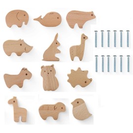 LATRAT Pack of 12 Wooden Cabinet Knobs, Decoration for Cupboard Knobs, Knob for Children's Cupboard, Wooden Handles for Cupboards, Furniture Knob for Drawers, Cupboard, Dresser, Wood Colour 12