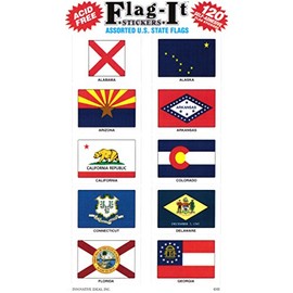 Assorted U.S. State Flags: 120 Self-Adhesive Flag Stickers
